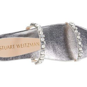Stuart Weitzman Aleena Shine Pearl Flat Sandals
